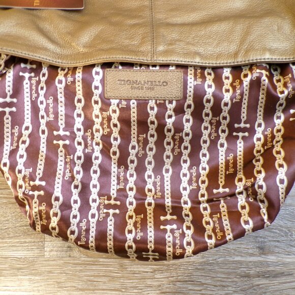 TIGNANELLO NWT Women's Leather Brass Pebble Large Bucket Style Purse - Picture 12 of 14